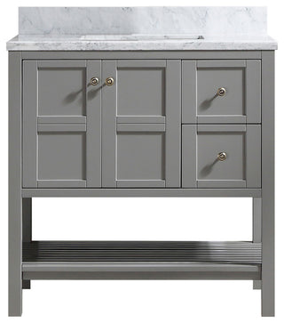 CASAINC 36" Marble Top Single Sink Bathroom Vanity, Gray