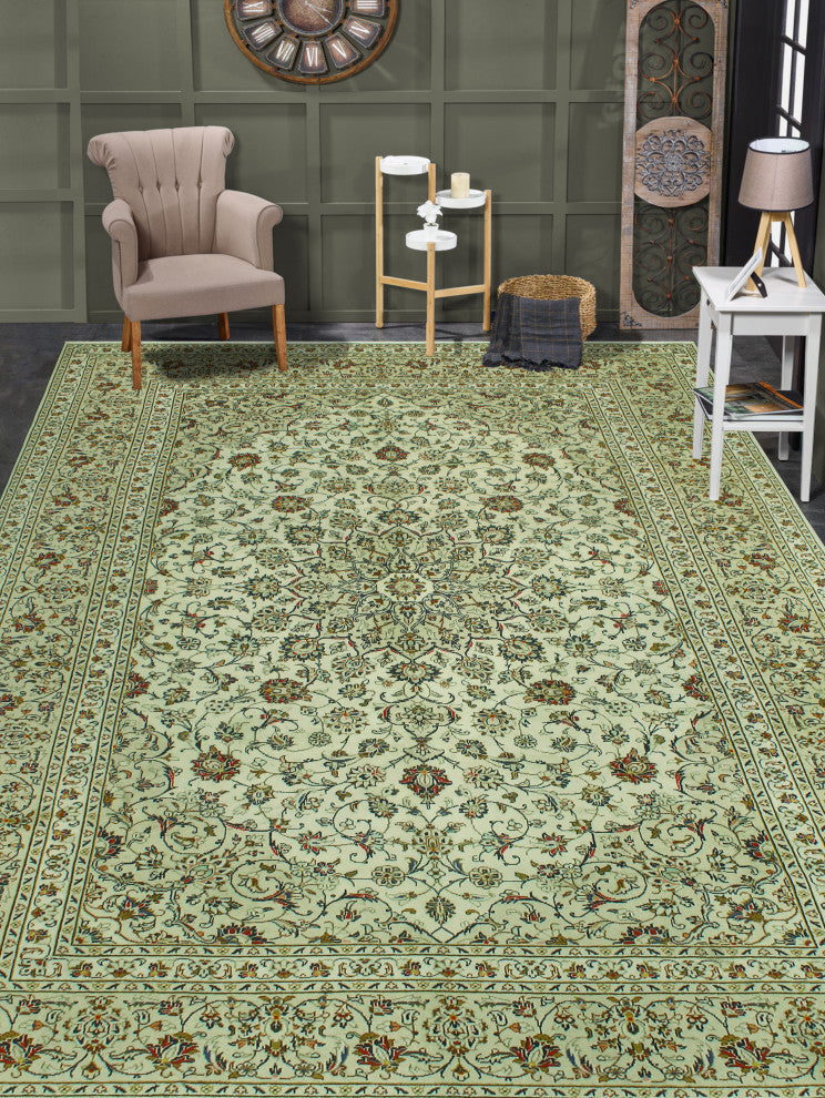 Super Vintage Distressed Ercan Ivory/Beige Rug, 7'8 x 11'7