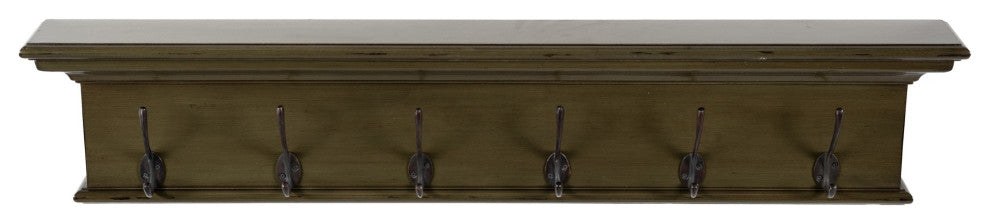Rustic Antiqued Green Six Hook Hanging Coat Rack
