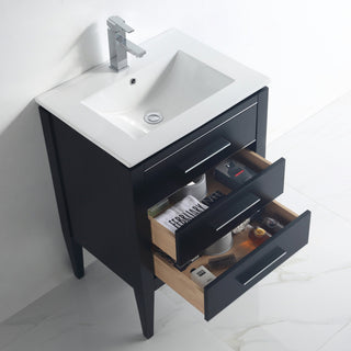 Grace 24" Single Bathroom Vanity Set, Black With Chrome Trim