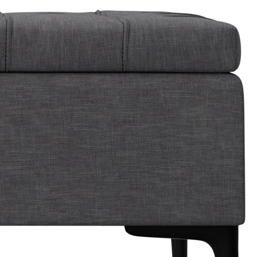 Laura Mid Century Lift Top Storage Ottoman, Slate Grey
