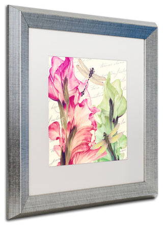 Color Bakery 'Dragonfly Morning II' Art, Silver Frame, White Matte, 16"x16"