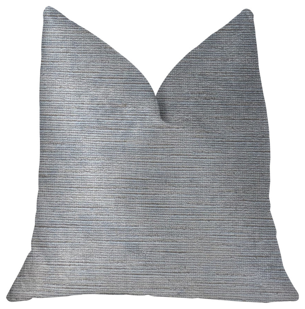 Icy Sky Blue and Silver Luxury Throw Pillow, 16"x16"