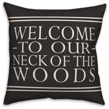 Welcome on Black 18x18 Indoor/Outdoor Pillow