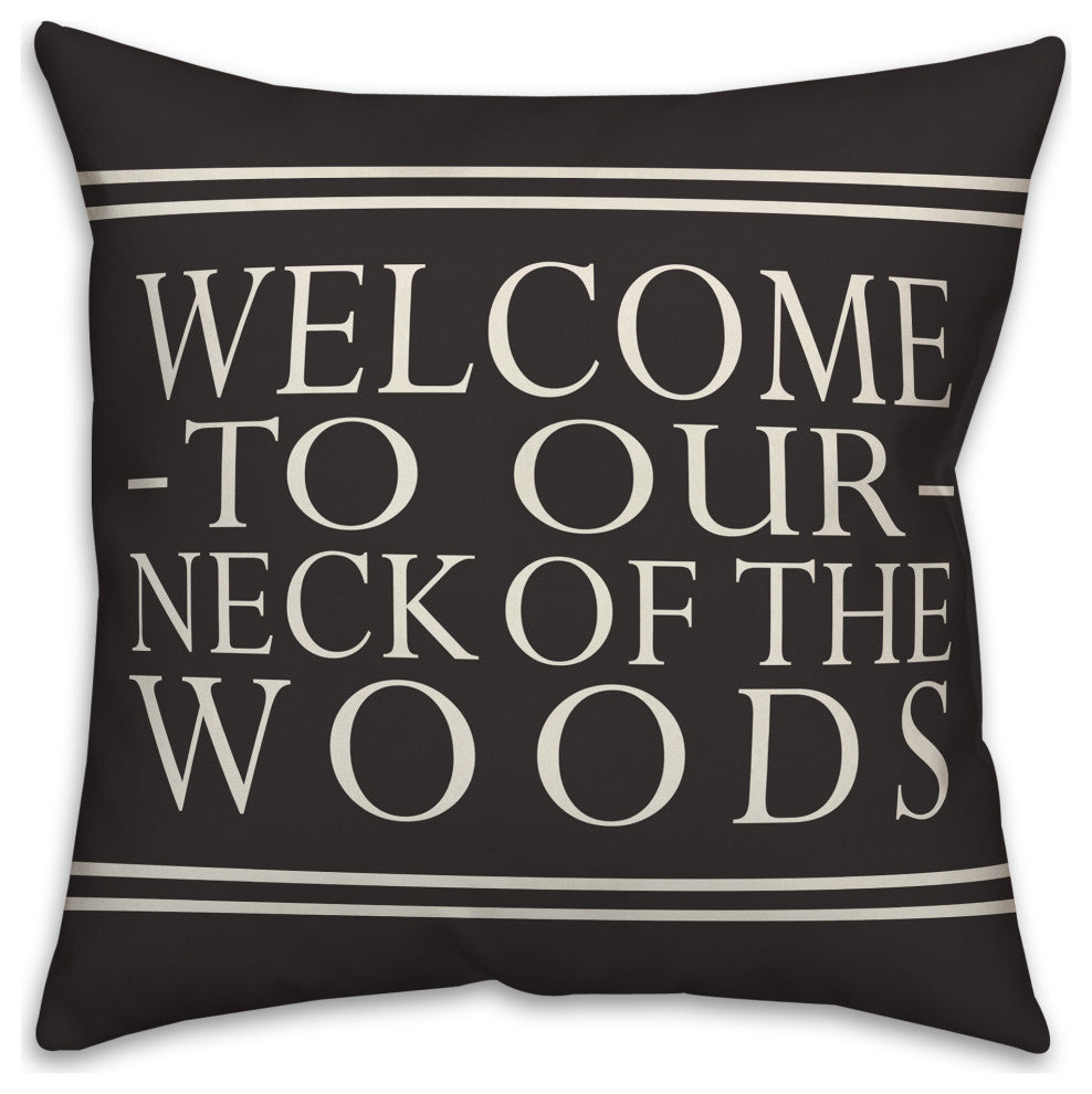 Welcome on Black 18x18 Indoor/Outdoor Pillow
