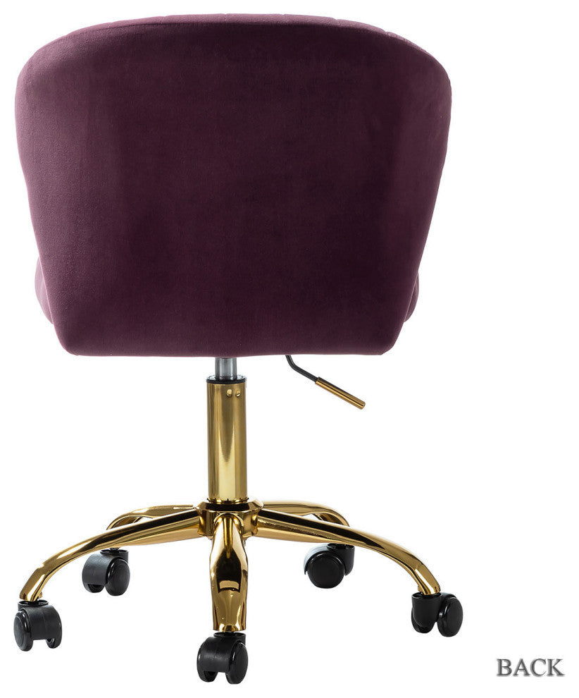 Swivel Task Chair With Tufted Back, Purple