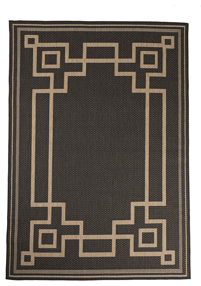 Outdoor Collection Oriental Area Rug - UV Safe Rug, Charcoal, 5'3"x7'6"