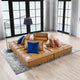 Modular Deep Tufted Sectional Sofa Set, Tan, Fabric, Modern, Lounge Hospitality