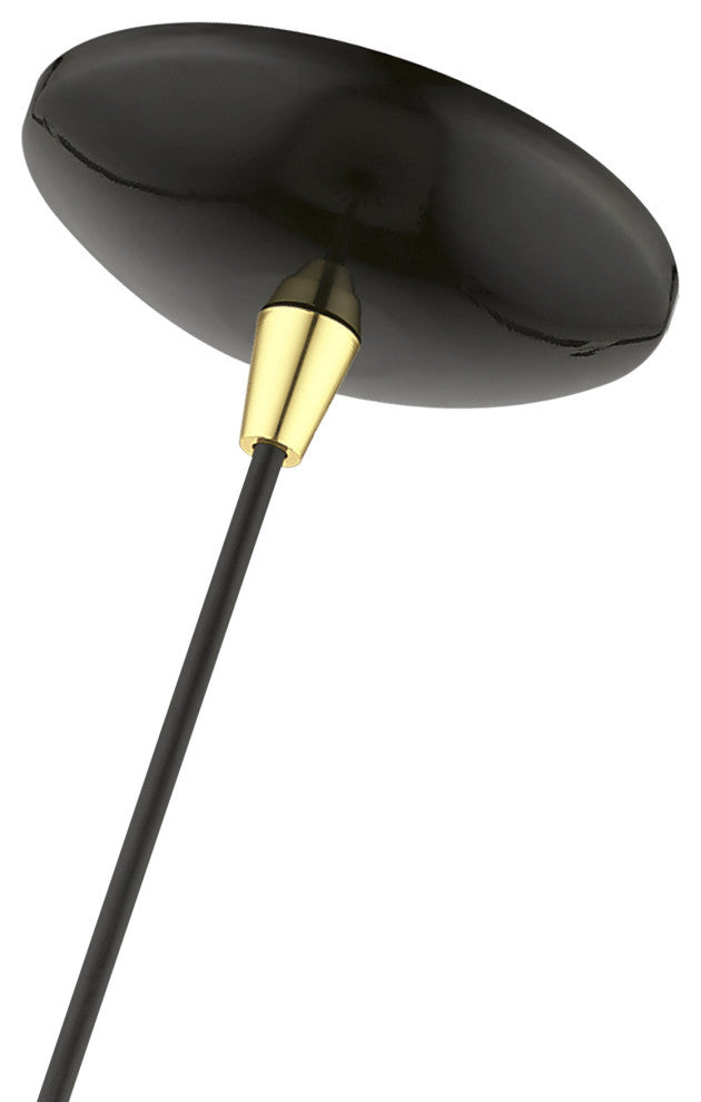 Andes 1 Light Shiny Black With Polished Brass Accents Mini Pendant