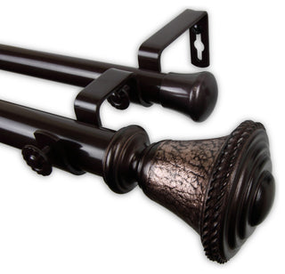 Urn 1" Double Curtain Rod, Black, Bronze, 160"-240"
