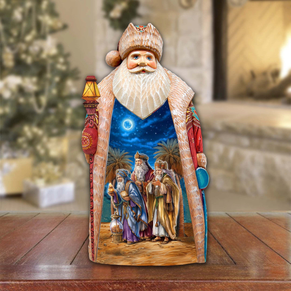 Three Kings Journey Santa Hand-Painted Wood Carved Masterpiece by G. DeBrekht