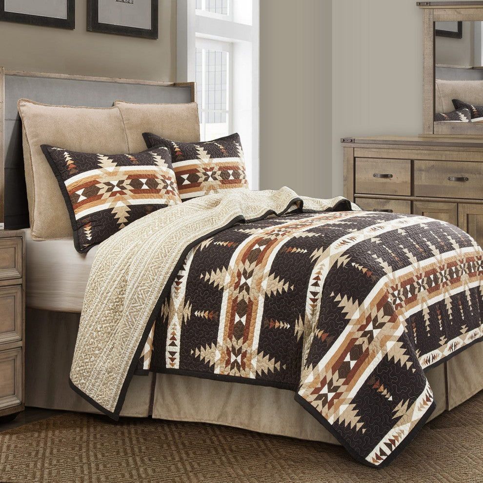 3-Piece Yosemite Western Aztec Reversible Quilt Set, Twin