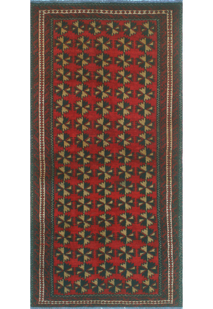 Vintage Distressed Aniyah Red/Navy Runner, 3'0x6'2