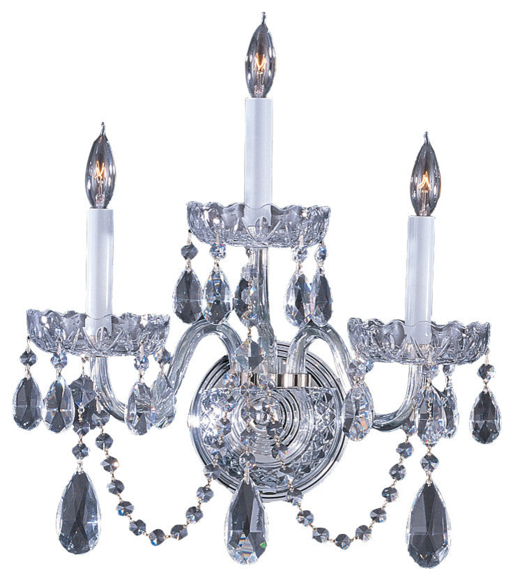 Crystorama 1033CHCLMWP Three Light Wall Mount Traditional Crystal