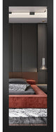 Slab Barn Door 32 x 96, Lucia 1299 Matte Black & Mirror, Sliding