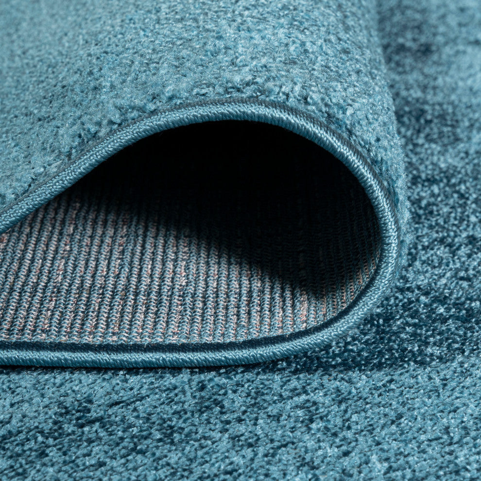 Haze Solid Low-Pile Runner Rug, Turquoise, 8 X 10