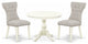 3 Pc Set, Linen White Dinner Table, 2 Doeskin Kitchen Chairs Button Tufted Back