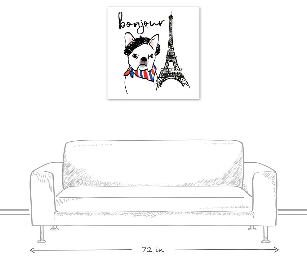 Designs Direct Bonjour Frenchie Dog 30x30 Canvas Wall Art