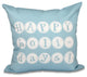 18"x18" Happy Holidays, Word Print Pillow, Light Blue