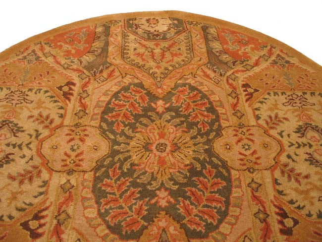 Hand-Tufted Wool Red Transitional Floral Piazza Rug, 6' Round