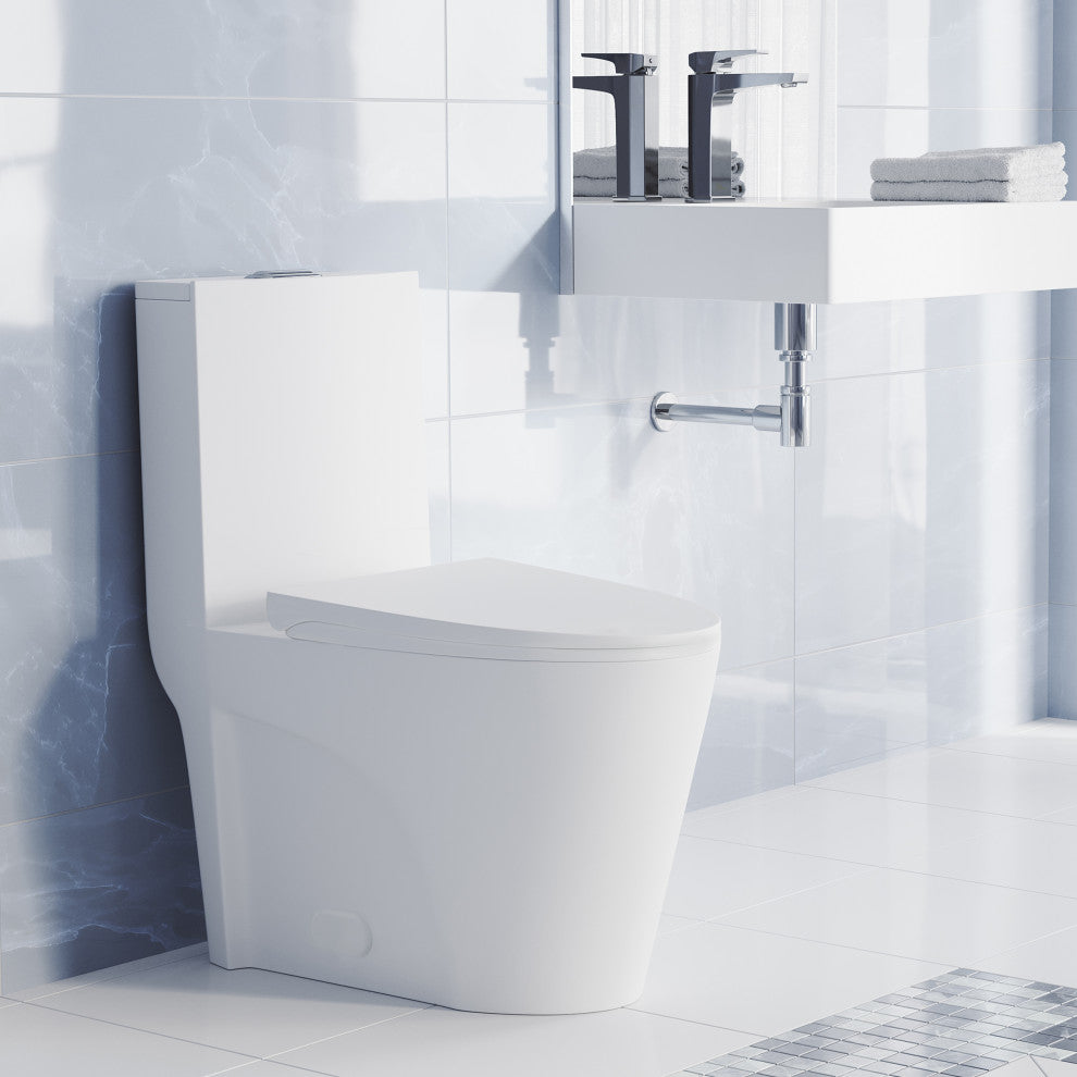 St. Tropez Elongated Toilet, Dual Vortex Flush, Matte White