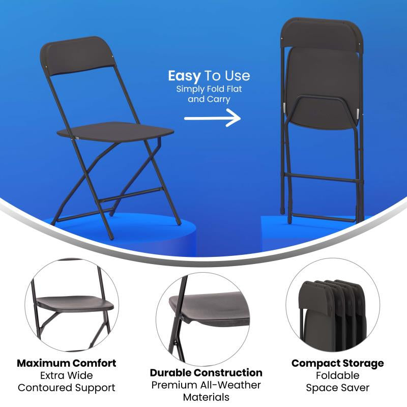 Hercules Big & Tall Commercial Folding Chair/Extra Wide 650LB. Capacity 4-Pack,