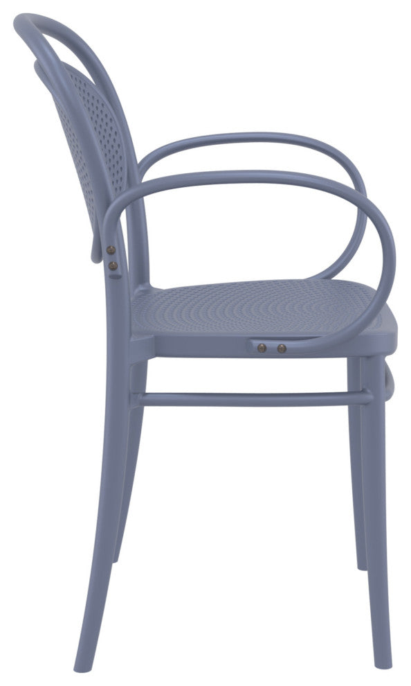 Marcel XL Resin Outdoor Arm Chair Dark Gray, Set of 2