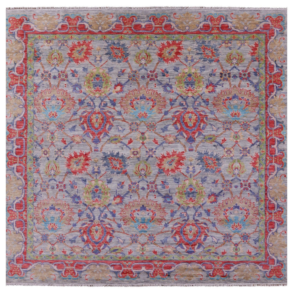 10' Square Hand-Knotted William Morris Wool Rug - Q15605