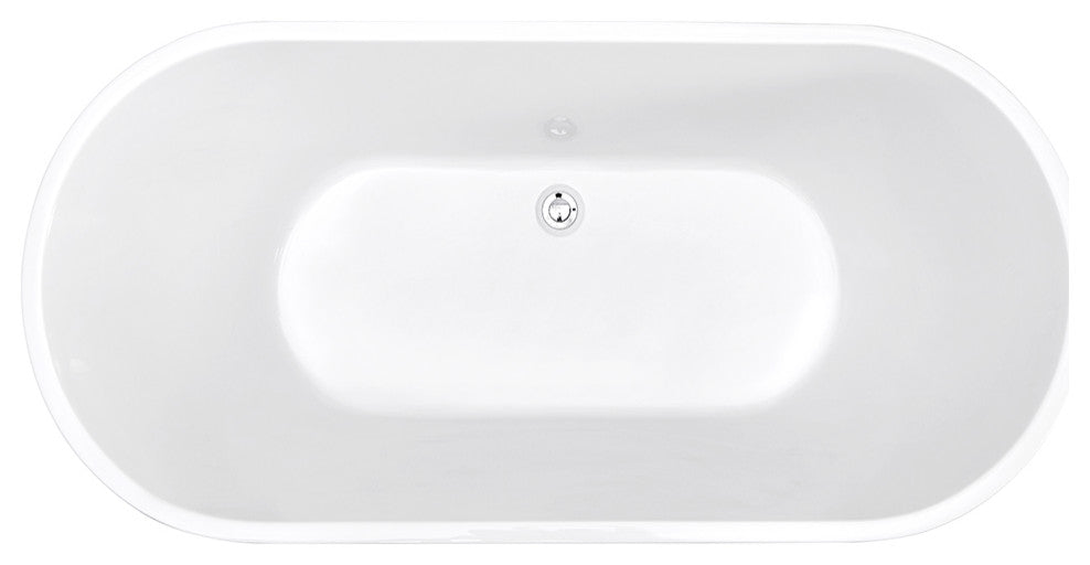 Mokleba 65 In.Acrylic Freestanding Bathtub,Contemporary Soaking Tub,White