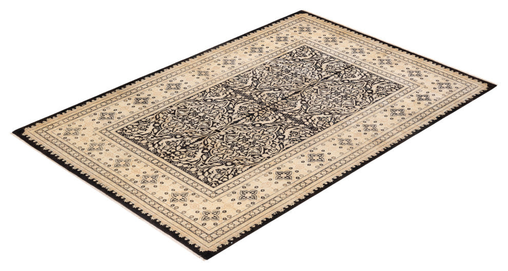 Pandey One-of-a-Kind Hand-Knotted Area Rug Black, 6'3"x9'2"