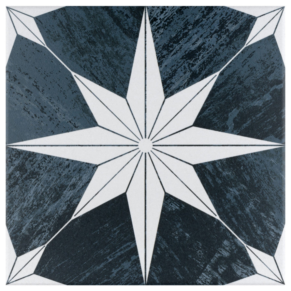 Cassis Stella Porcelain Floor and Wall Tile, Black Night