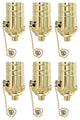 Royal Designs, Inc. Vintage Pull Chain Lamp Socket, Polished Brass, Set of 6
