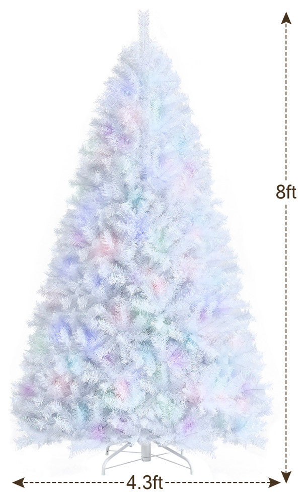 Costway 8ft White Iridescent Tinsel Artificial"‚Christmas Tree with Branch Tips