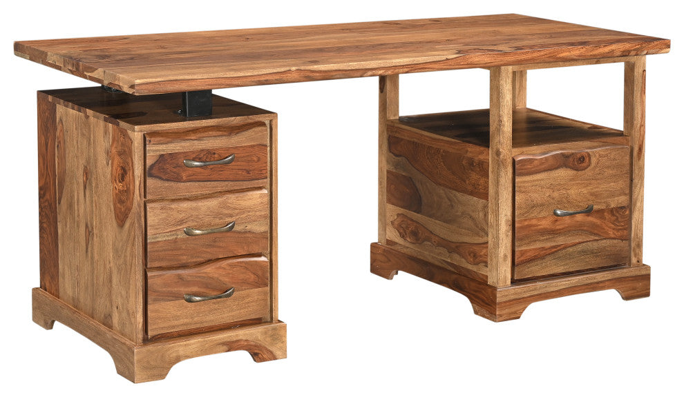 Damian Live Edge Writing Desk, Brown