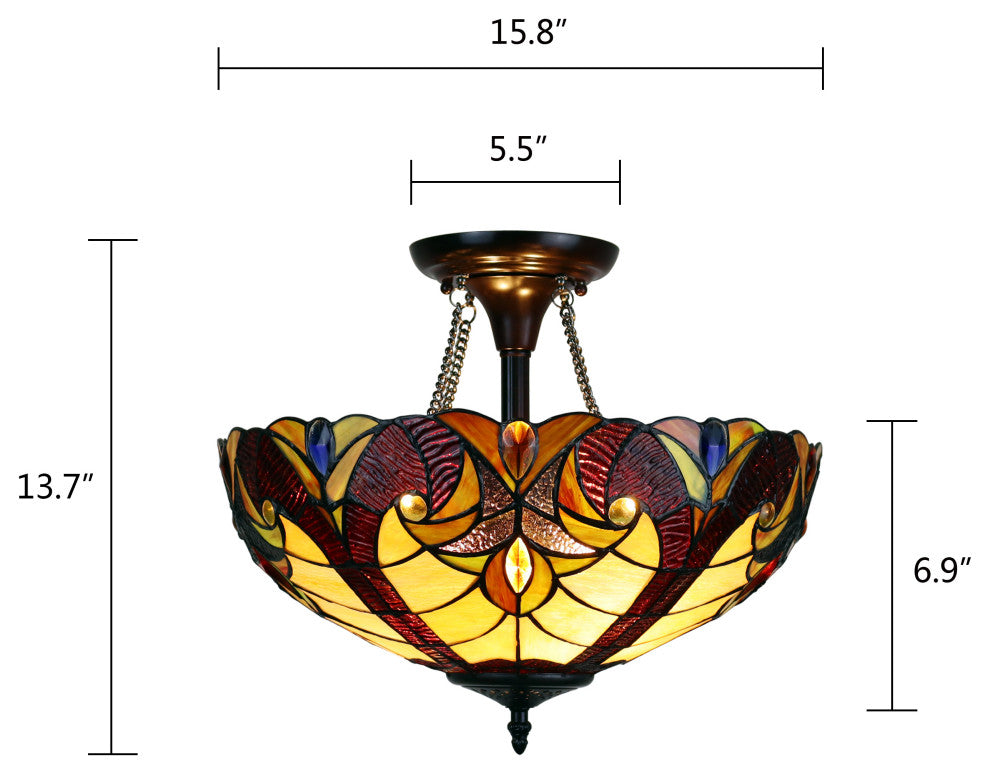 CHLOE Lighting CH38632AV16-UF2 ADIA Victorian Dark Bronze 2 Light Semi-Flush
