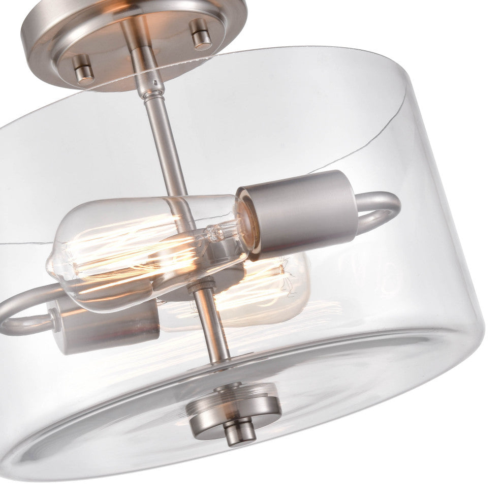 Verlana Collection 2-LIght 11" Brushed Nickel Semi-Flush