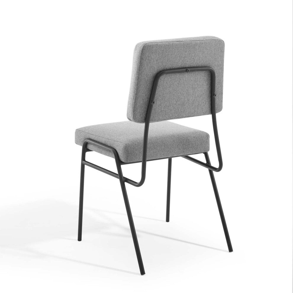 Side Dining Chair, Set of 2, Fabric, Black Gray, Modern, Bistro Restaurant