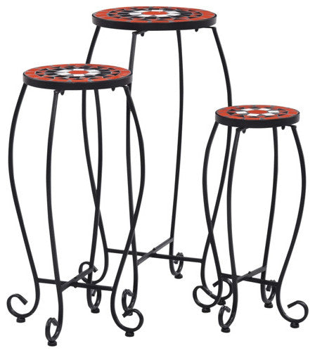 vidaXL Mosaic Tables 3 pcs Terracotta and White Ceramic