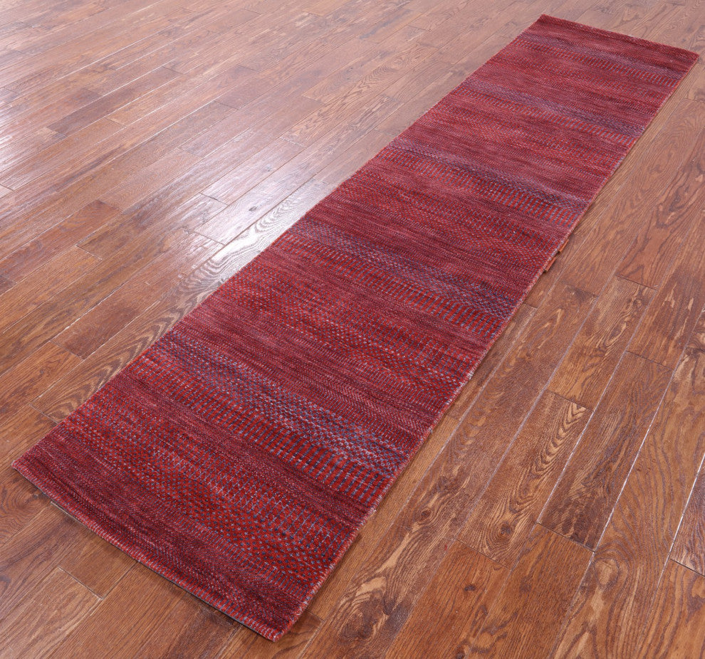 Runner Savannah Grass Hand-Knotted Wool and Silk Rug 2' 5" X 10' 1" Q11950