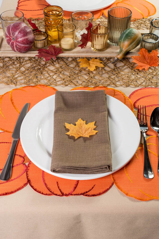 Placemat Embroidered Pum-Packins, Set Of 4