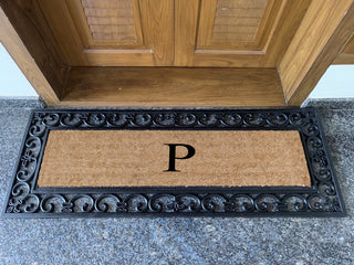 First Impression Hand Crafted Myla Monogrammed Large Entry Doormat, 18"x48", P