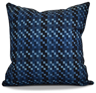 Mad for Plaid Geometric Print Pillow, Blue, 26"x26"