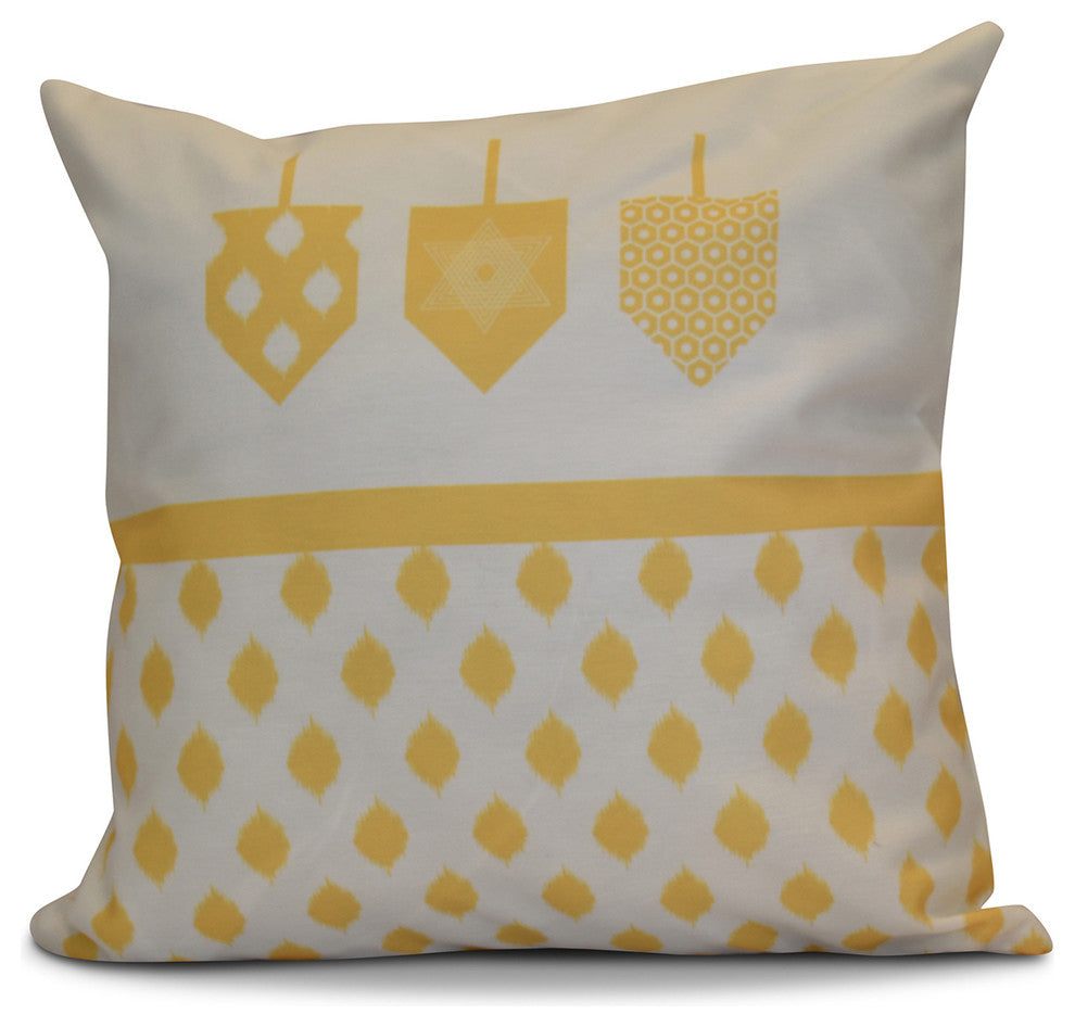 Decorative Holiday Pillow Geometric, Yellow, 18"x18"