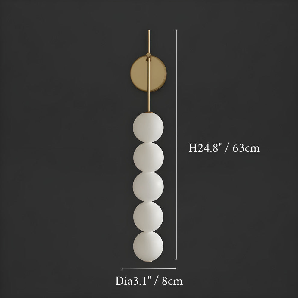 Modern Golden Wall Lamp with Light Spheres for Living Room, Bedroom, Glass, Cool Light