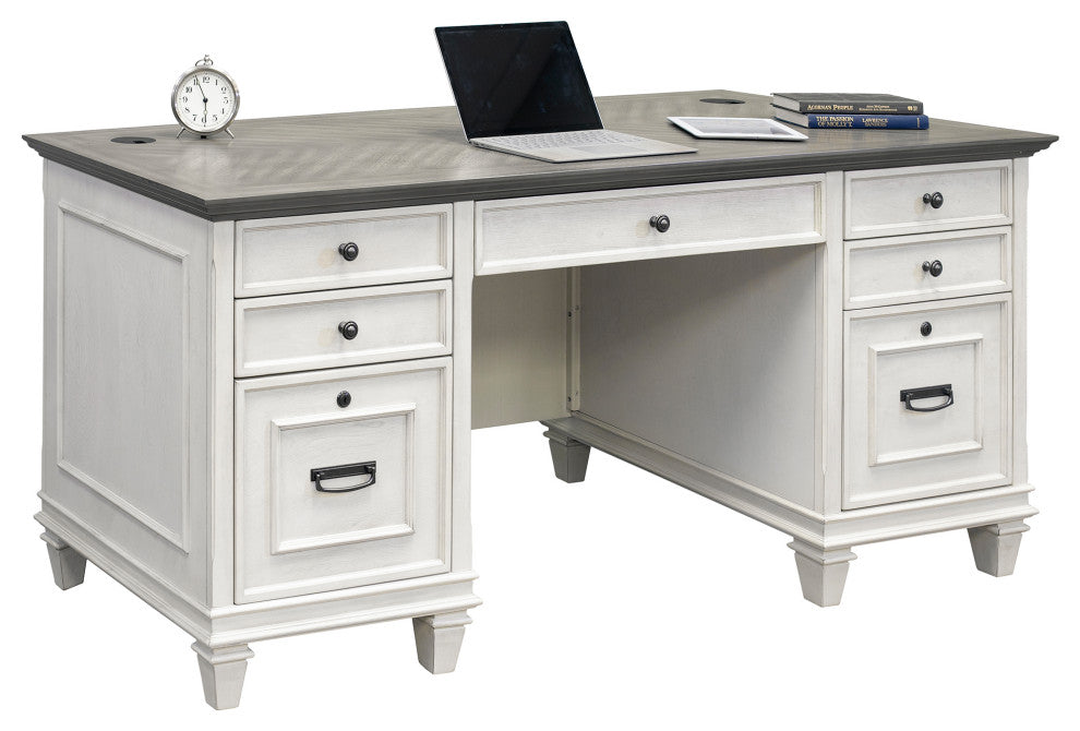 Martin Furniture Hartford Double Pedestal Desk, White
