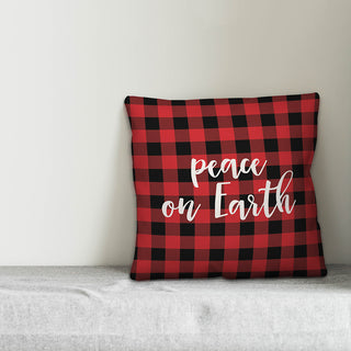Peace On Earth, Buffalo Check Plaid 18x18 Throw Pillow