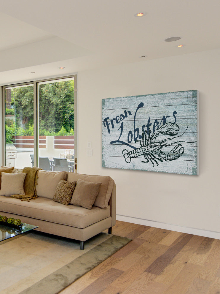 "Fresh Lobster" Painting Print on White Wood