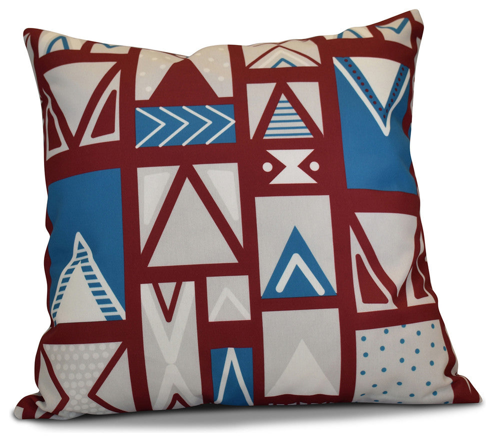 Decorative Holiday Outdoor Pillow Geometric Print, Cranberry, 20"x20"