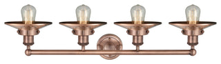 Edison 4-Light 35" Vanity Light, Antique Copper Finish, Antique Copper Shade