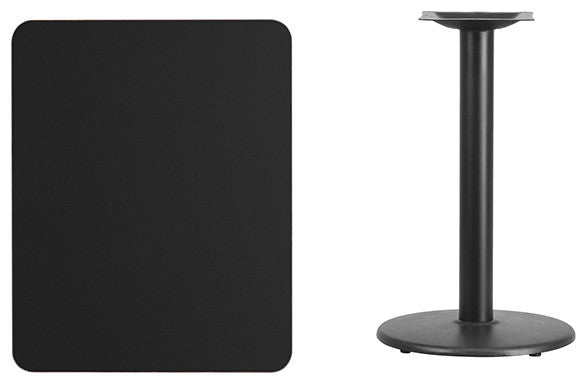24"x30" Rectangular Black Laminate Table Top With 18" Round Base
